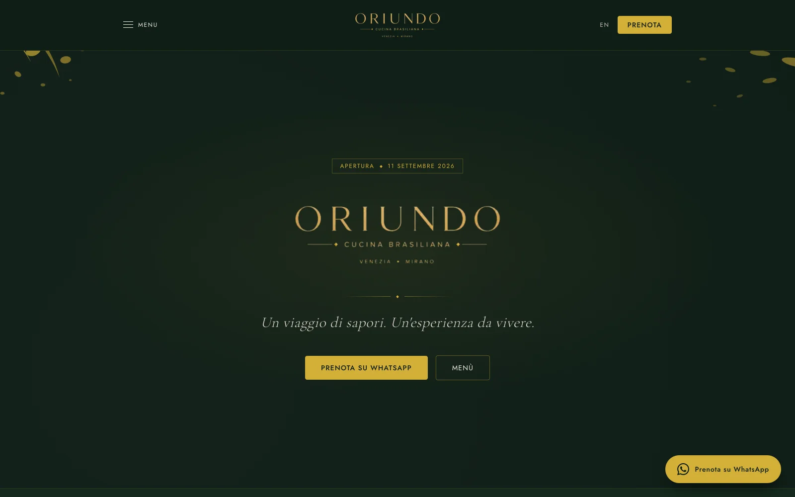 Il sito del ristorante Oriundo